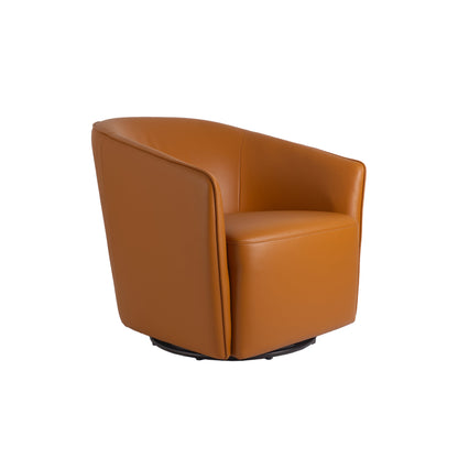 Sillón giratorio tapizado en eco piel Cognac