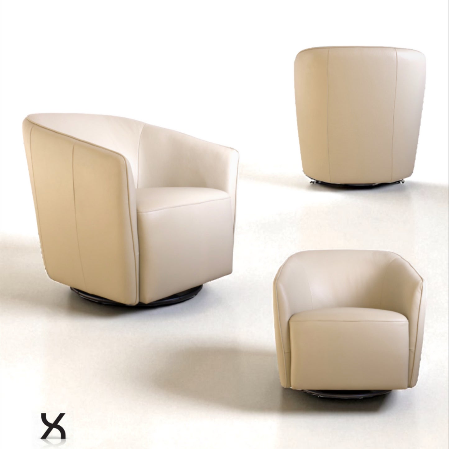 Sillón giratorio tapizado en eco piel Beige